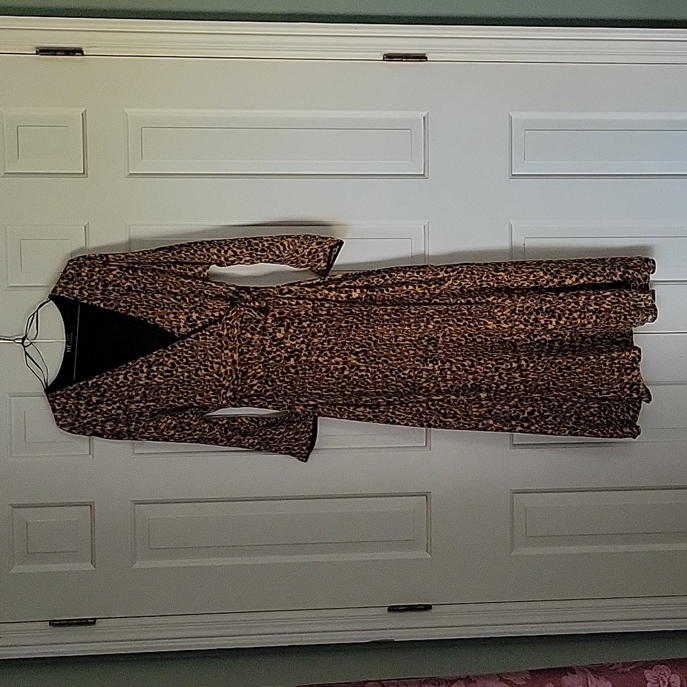 Zara TRF Collection womens leopard print maxi faux wrap dress sz xs Mob Wife